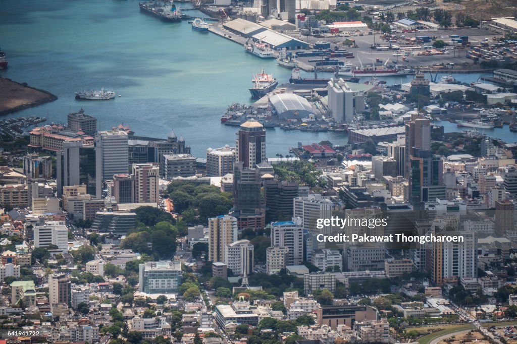 High Angle View of Port Louis, Mauritius