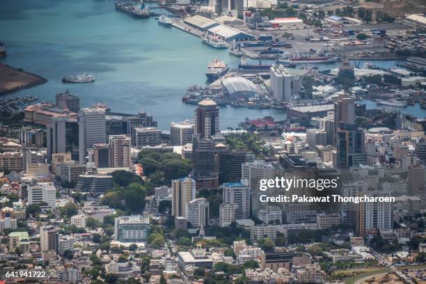 high angle view of port louis, mauritius - mauritius bildbanksfoton och bilder