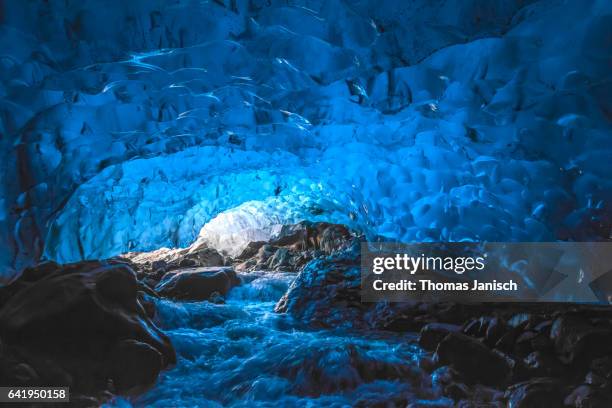 crystal ice cave, iceland - crystal caves stock pictures, royalty-free photos & images