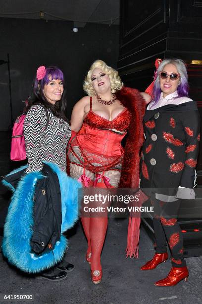 Model poses at the Adrienne Landau presentation during New York Fashion Week Fall Winter 2017-2018 on February 14, 2017 in New York City.