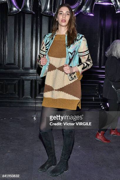 Model poses at the Adrienne Landau presentation during New York Fashion Week Fall Winter 2017-2018 on February 14, 2017 in New York City.