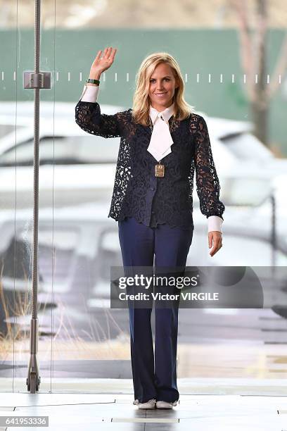 Fashion designer Tory Burch walks the runway at the Tory Burch Ready to Wear Fall Winter 2017-2018 fashion show during New York Fashion Week on...