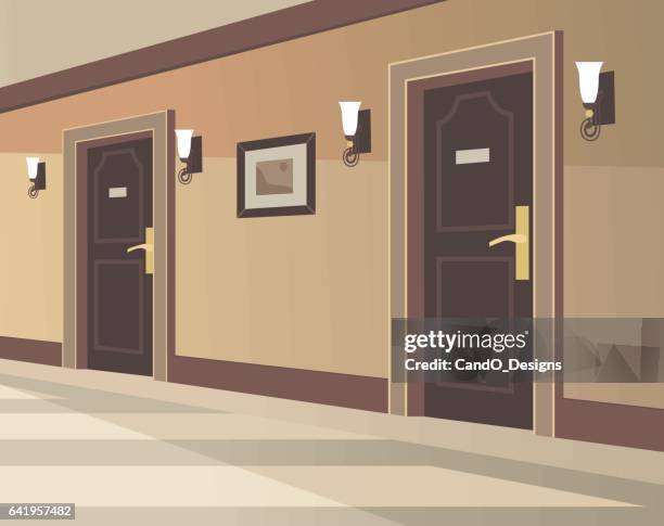 hotel hallway - hotel hallway stock illustrations