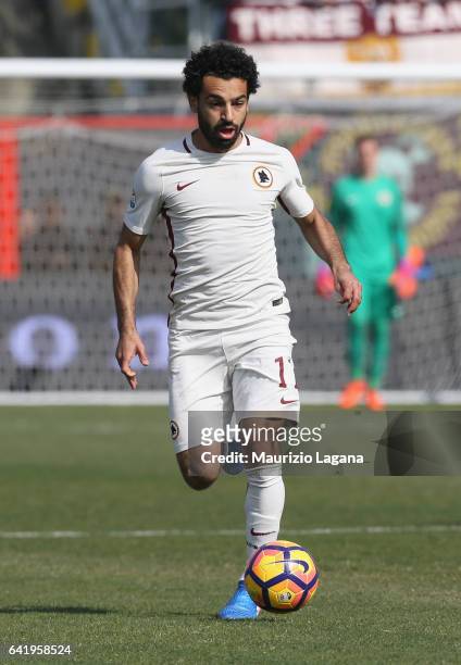 Mohamed Salah of Roma during the Serie A match between FC Crotone and AS Roma at Stadio Comunale Ezio Scida on February 12, 2017 in Crotone, Italy.