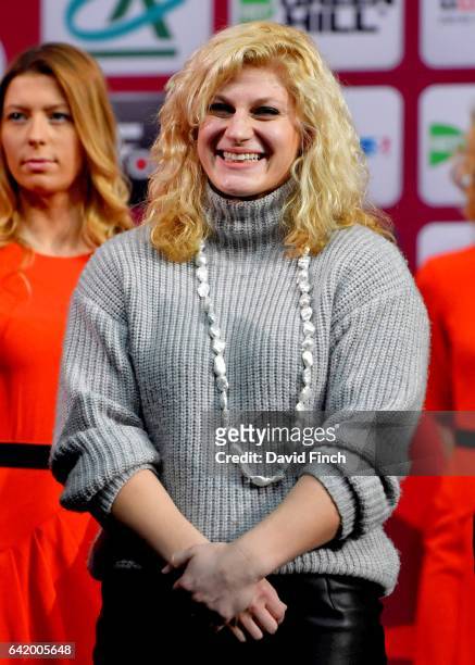 Double Olympic and world judo champion, Kayla Harrison of the USA presented the u100kg medals during the 2017 Paris Grand Slam at the AccorHotels...