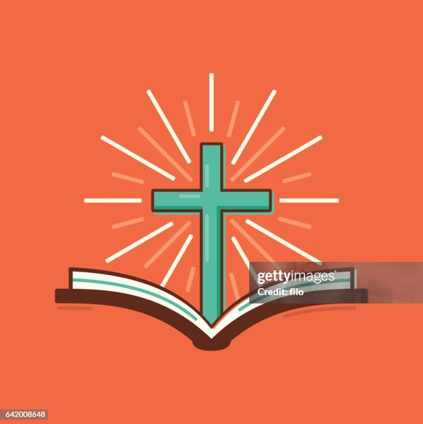 ilustraciones, imágenes clip art, dibujos animados e iconos de stock de biblia religiosa cristianismo cruz símbolo - religious illustration