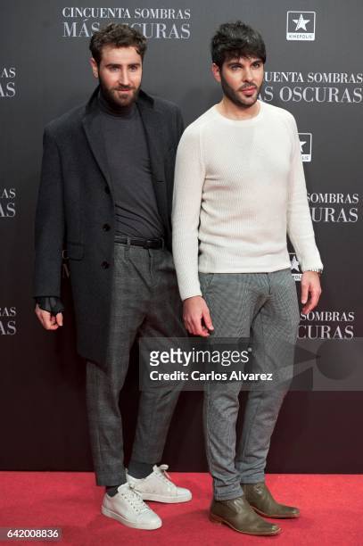 Ariel Dieguez and Ariel Medeiro, also known as 'Los Arys', attend 'Fifty Shades Darker' premiere at Kinepolis cinema on February 8, 2017 in Madrid,...