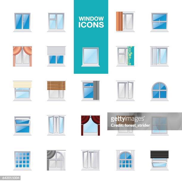window icons - balcony icon stock illustrations