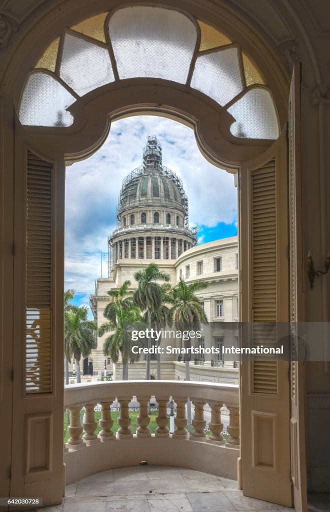 Capitolio Nacional of Cuba seen from "Gran Teatro de la Habana", Cuba, a UNESCO Heritage site
