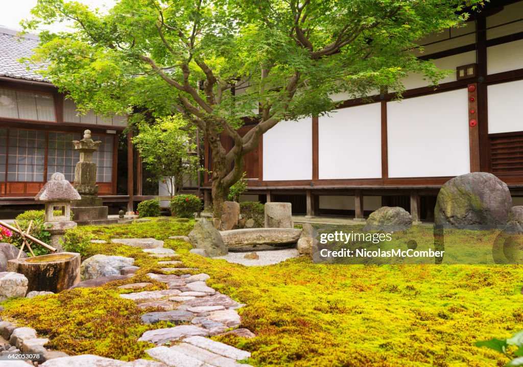 Formele rock en mos tuin in Japanse Boeddhistische tempel