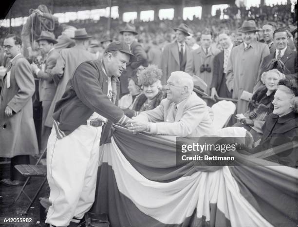 Tris Speaker with Joe Cronin at the 1946 World Series in Boston.