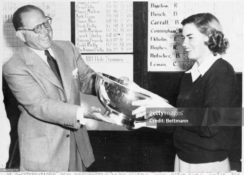 Betsy Rawls Receiving Her Golf Trophy