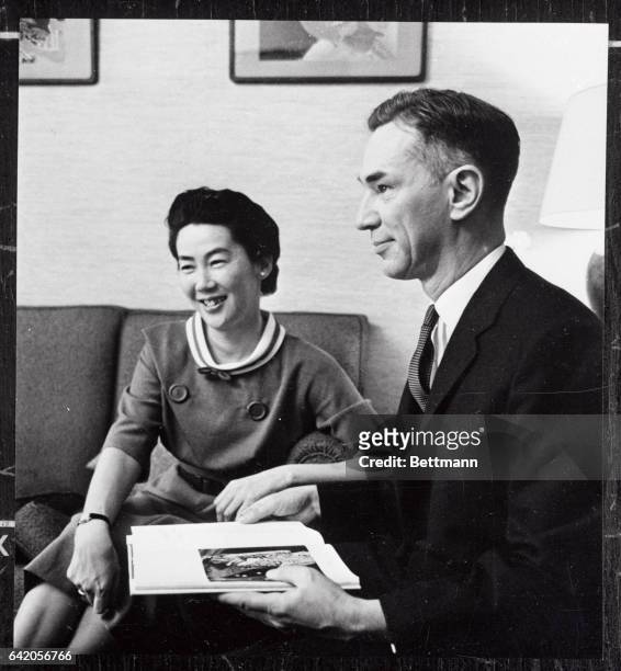 Edwin O.Reischauer, Professor of Japanese History at Harvard University, and Associated Director of the Center for East Asian Studies, shown with his...