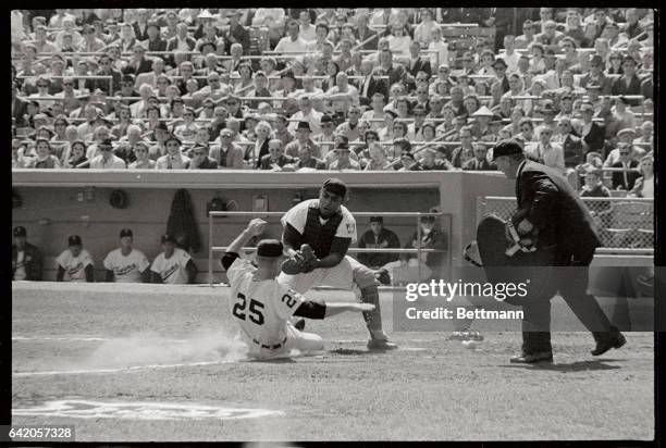 In the 2nd inning of the 3rd game of a 3-game series between the Tigers and the Twins, Detroit 1st baseman Norm Cash is out at home when SS Dick...