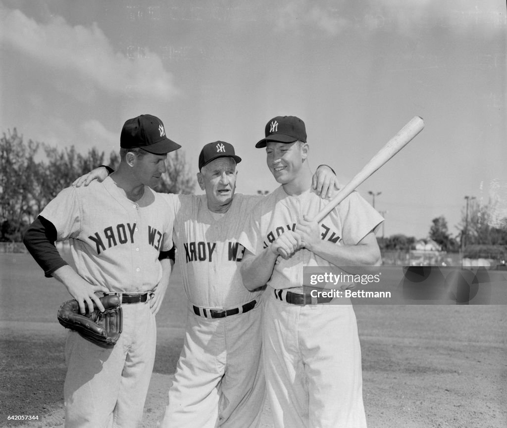 Casey Stengel with Mickey Mantle and Whitey Ford