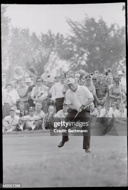 Akron, Ohio: Jack Nicklaus, World Series of Golf champion, lets out a yell as he birdies the tenth hole at the Firestone Country Club. Nicklaus...