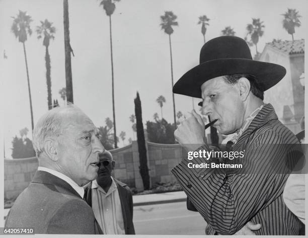 Los Angeles: Veteran comedian Buster Keaton and Iron Eyes Cody, a Cherokee who played in many of the late western actor, Hoot Gibson's, western...