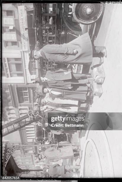 Hotel Blaze Imperils Vice President and Mrs. Coolidge. Left to right, Miss J. Letley, A.H. Duerno, of Springfield Mass., O.H. Wigley of New York,...