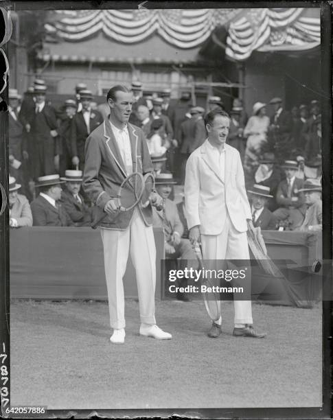 September 1, 1922. The Davis Cup Finals at Forest Hills. J. O. Anderson and "Little Bill" Johnston.