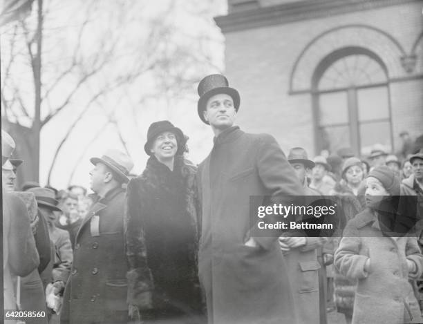 Roosevelt's Arrive for Coolidge Funeral. Mrs. Franklin D. Roosevelt, wife of the president-elect, and her son James, are seen here at the...