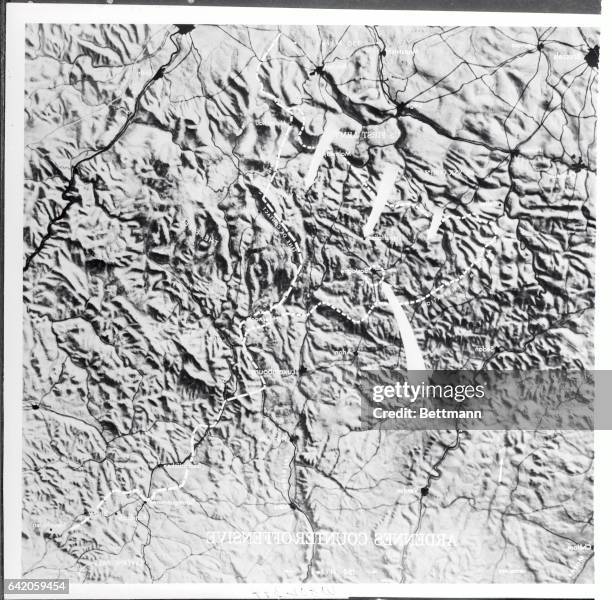 This map is issued for use in connection with the report of General Dwight D. Eisenhower, which has been released for publication. The report said...