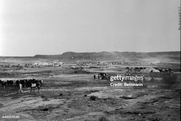 Adigrat, Ethiopia- A view of the camp established by the Italians after their capture of Adigrat on the Ethiopian northern frontier. Fortifying their...