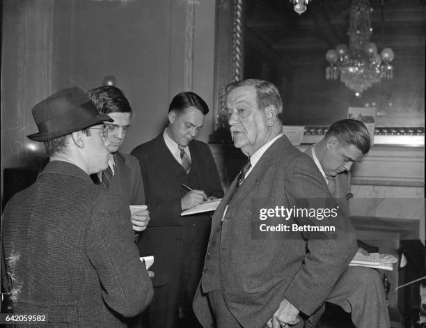 Senator Ellison Smith of South Carolina, is shown as he held his first press conference here yesterday. Senator Smith is chairman of the Senate...