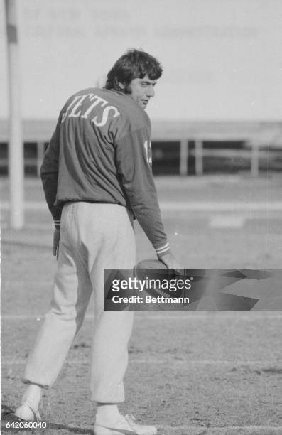New York, NY- To be or not to be...quarterback. That is the question facing the Jets' "prince of players" Joe Namath, at his first workout with the...