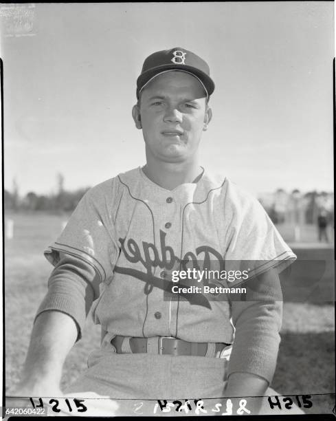 Waist-up photo of Brooklyn Dodgers reserve shortstop Don Ziimmer.