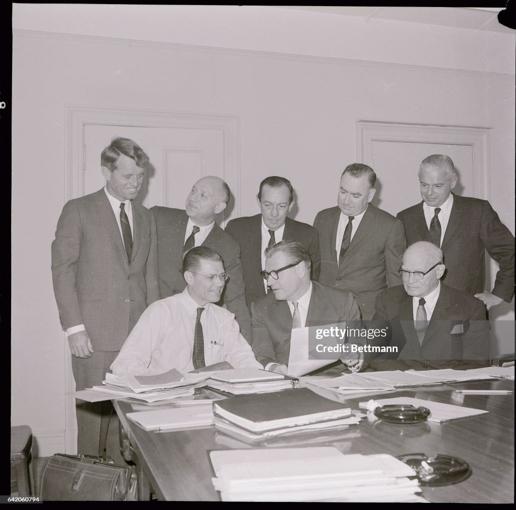 Robert F. Kennedy Attending a Meeting With Colleagues