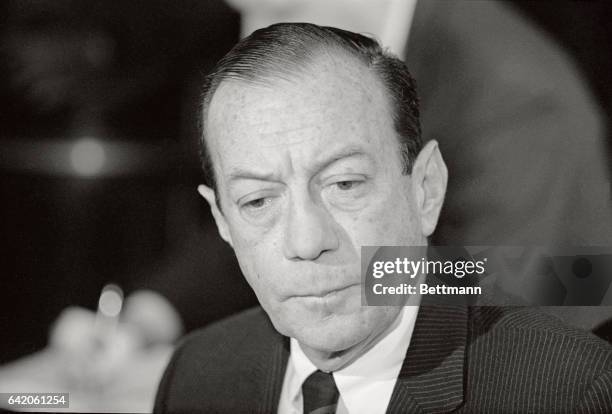 Mayor Robert Wagner, of New York City, lights up a cigarette during a press conference at which time he said there was no "deal" with anyone--as...