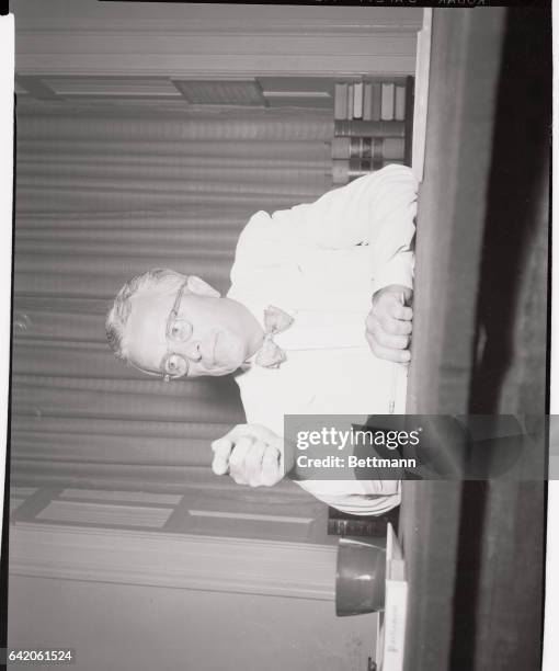 Rep. W. Sterling Cole, R-N.Y., chairman of the Joint Congressional Committee on Atomic Energy, is shown as he told a capitol news conference today...