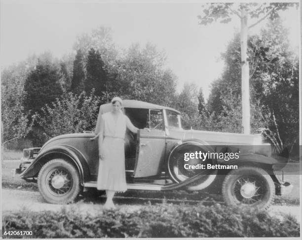 Eleanor Roosevelt Leaning on Car