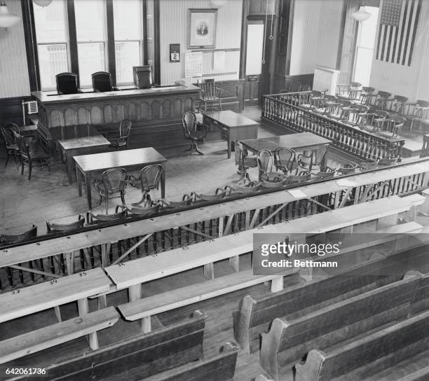 Flemington, New Jersey: Where Hauptmann Will Be Tried. Above is a general view of the interior of the Hunterdon County Courthouse, at Flemington, N....
