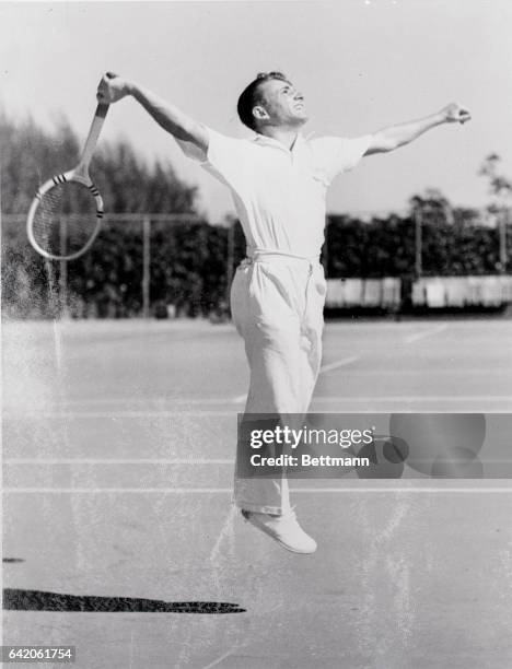 Bryan M. "Bitsy" Grant of Atlanta, Georgia, National Clay Court Champion, who defeated Stewart Kenyon, of Miami, 7-5, 8-10, 6-1, in the third round...