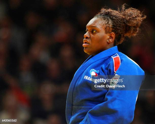 Emilie Andeol of France won the o78kg bronze medal after Yelyzaveta Kalanina of Ukraine was disqualified in extra time during the 2017 Paris Grand...