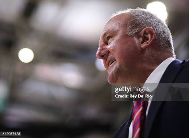 Head coach Thad Matta of the Ohio State Buckeyes reacts during the game against the Michigan State Spartans in the second half at the Breslin Center...