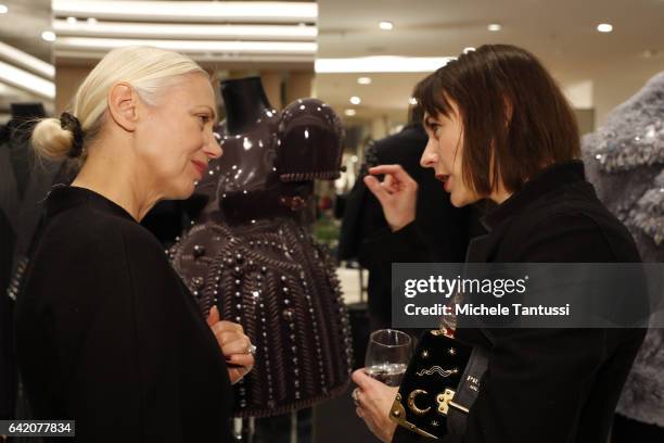 Christiane Arp and Christiane Paul at the Sparkling Looks reception and trunk show at KaDeWe on February 16, 2017 in Berlin, Germany.