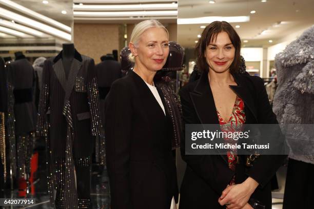 Christiane Arp and Christiane Paul at the Sparkling Looks reception and trunk show at KaDeWe on February 16, 2017 in Berlin, Germany.