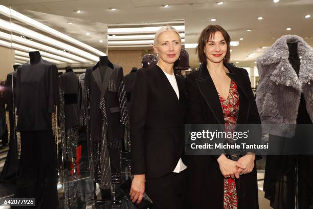 Christiane Arp and Christiane Paul at the Sparkling Looks reception and trunk show at KaDeWe on February 16, 2017 in Berlin, Germany.
