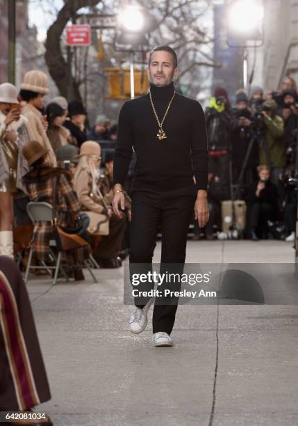 Designer Marc Jacobs walks the runway at the Marc Jacobs Fall 2017 Show Front Row at Park Avenue Armory on February 16, 2017 in New York City.