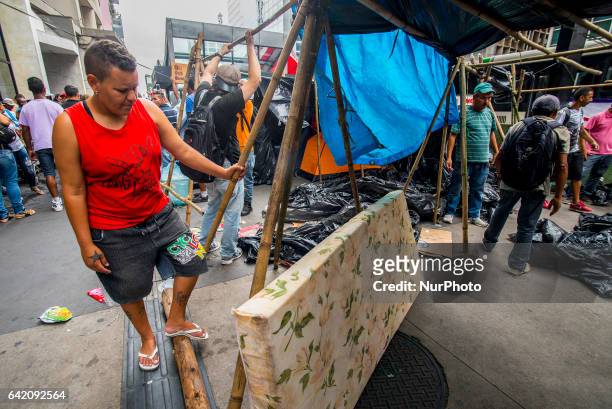 Embers of the Workers Without a Roof Movement take part in a protest camp in Sao Paulo, Brazil, 16 February 2017. The MTST demand popular housing and...