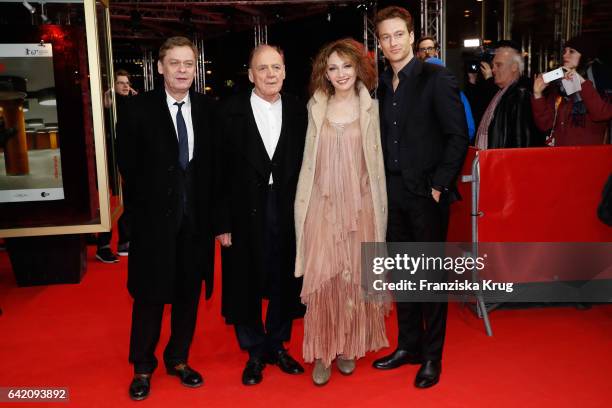 Actors Sylvester Groth, Bruno Ganz, Evgenia Dodina, Alexander Fehlin attend the 'In Times of Fading Light' premiere during the 67th Berlinale...