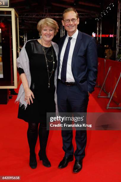 Politicians Monika Gruetters and Michael Mueller attend the 'In Times of Fading Light' premiere during the 67th Berlinale International Film Festival...