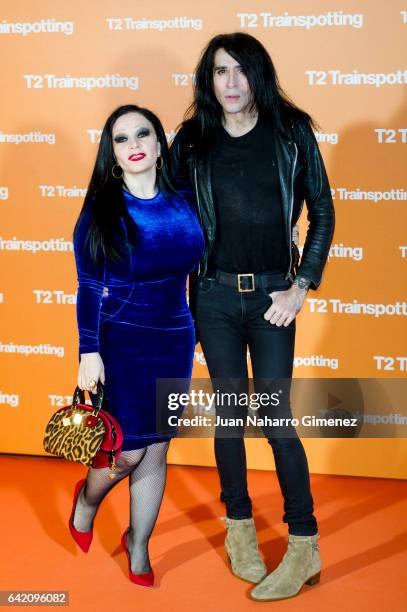 Olvido Gara aka Alaska and Mario Vaquerizo attend 'T2 Trainspotting' premiere at Sony Pictures building on February 16, 2017 in Madrid, Spain.