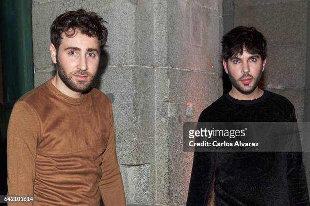 Ariel Dieguez and Ariel Medeiro, also known as 'Los Arys', attend the Roberto Verino show during the Mercedes-Benz Madrid Fashion Week Autumn/Winter...