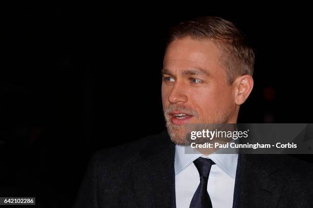 Charlie Hunnam who plays Percy Fawcett arrives at The Lost City of Z UK premiere on February 16, 2017 in London, United Kingdom.