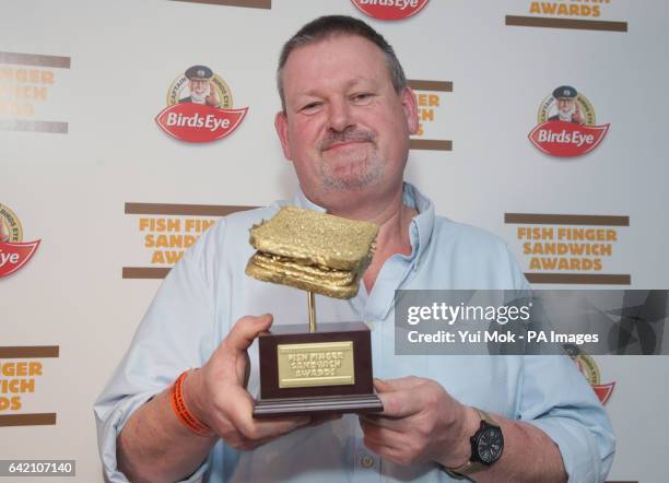 The winner of the Professional category Chris Lanyon at the inaugural Birds Eye Fish Finger Sandwich Awards, at Tramshed in London.
