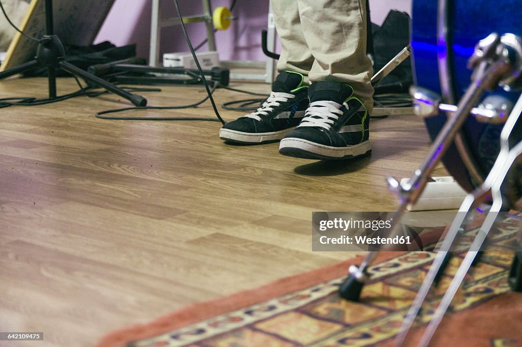 Feet of a musician during a music rehearsal