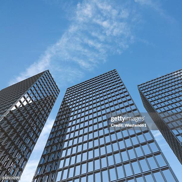 3d-rendering, modern high-rise buildings - office low angle stock illustrations